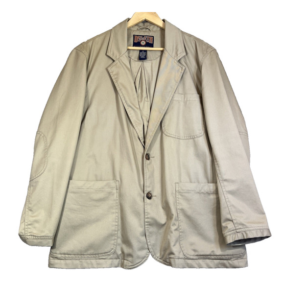 Duluth Trading Coat Mens Large Tan Cotton Canvas Khaki Chore Jacket Barn Field - Picture 1 of 12